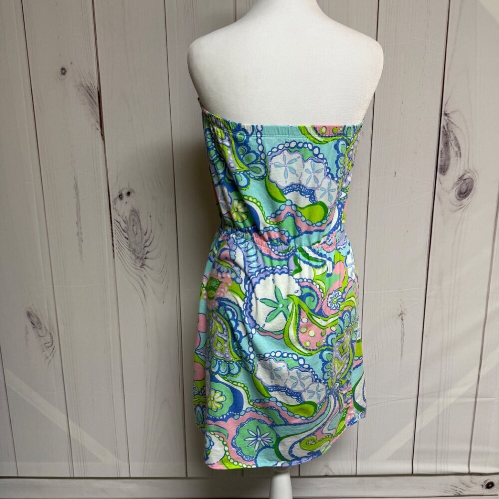 Lilly Pulitzer Strapless‎ Dress Medium Multi Shell Me About It EUC - Picture 4 of 11